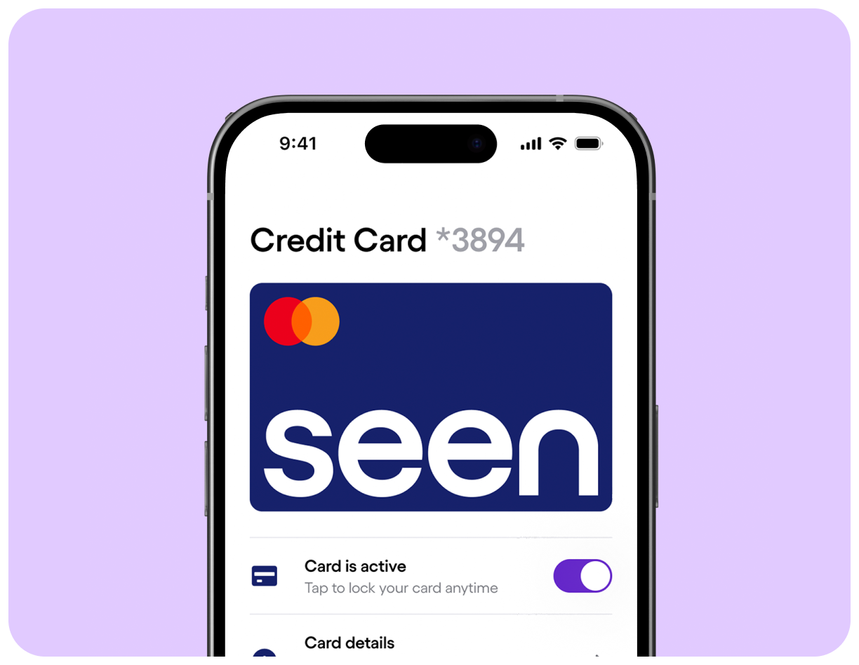 Seen digital card in the mobile app