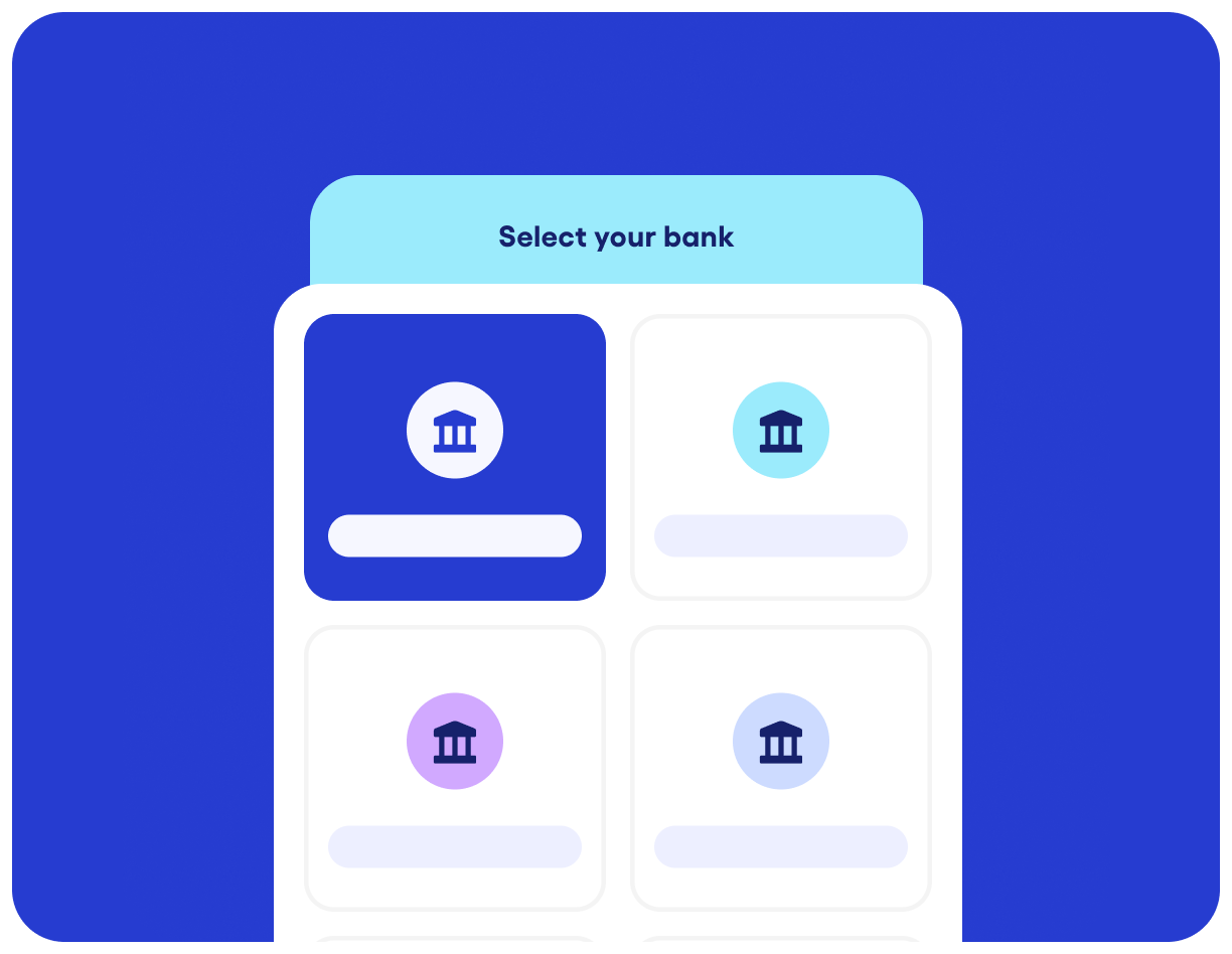 Bank connection screen in the mobile app